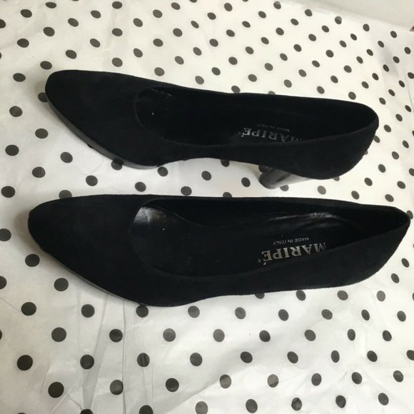 Maripe Womens Black Suede Block Heel Pumps Size US - Picture 3 of 6